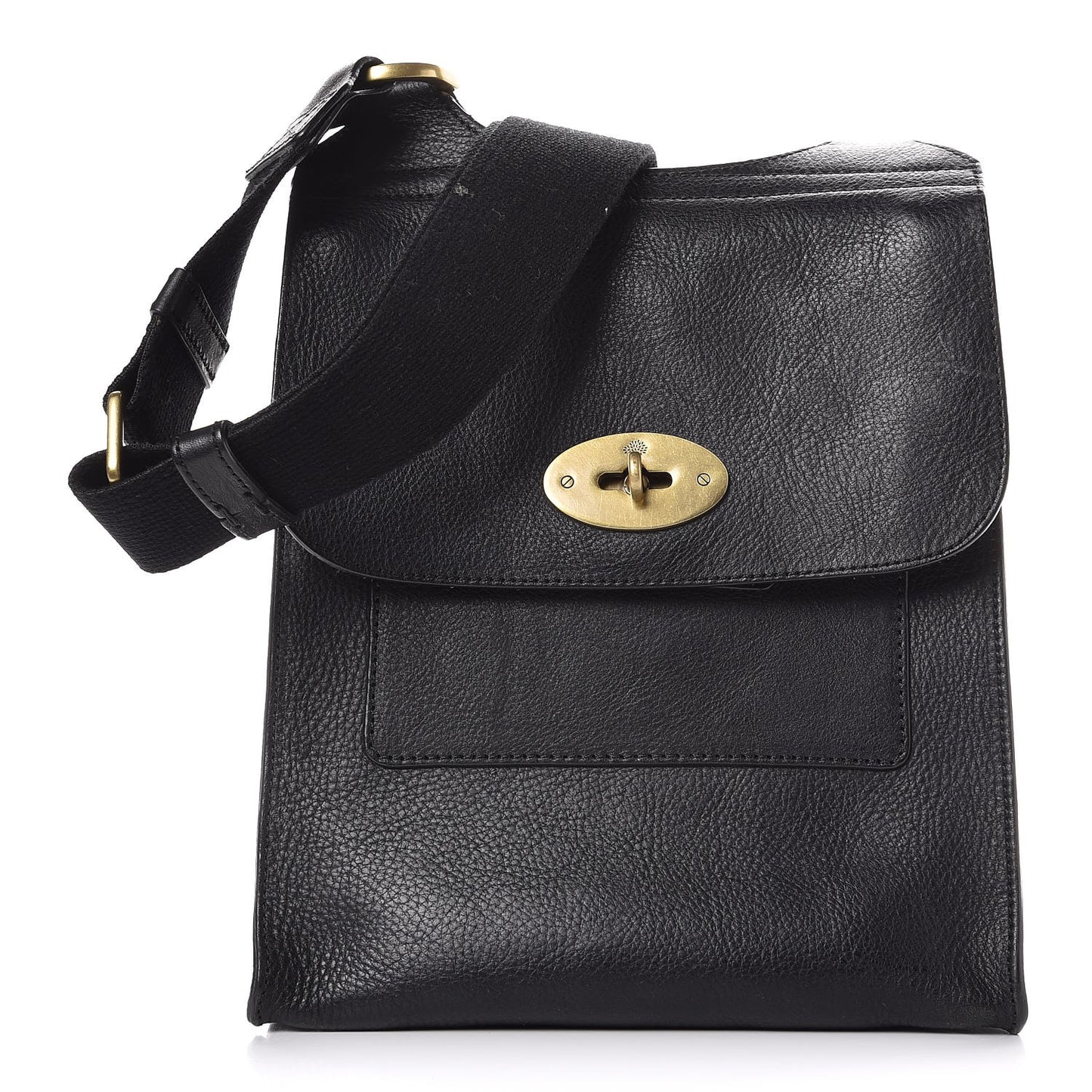 Natural Grain Calfskin Antony Messenger Crossbody Black