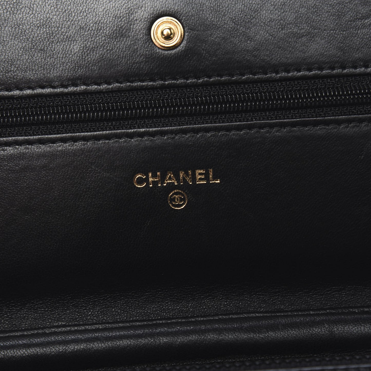 Lambskin Quilted Wallet On Chain WOC Black