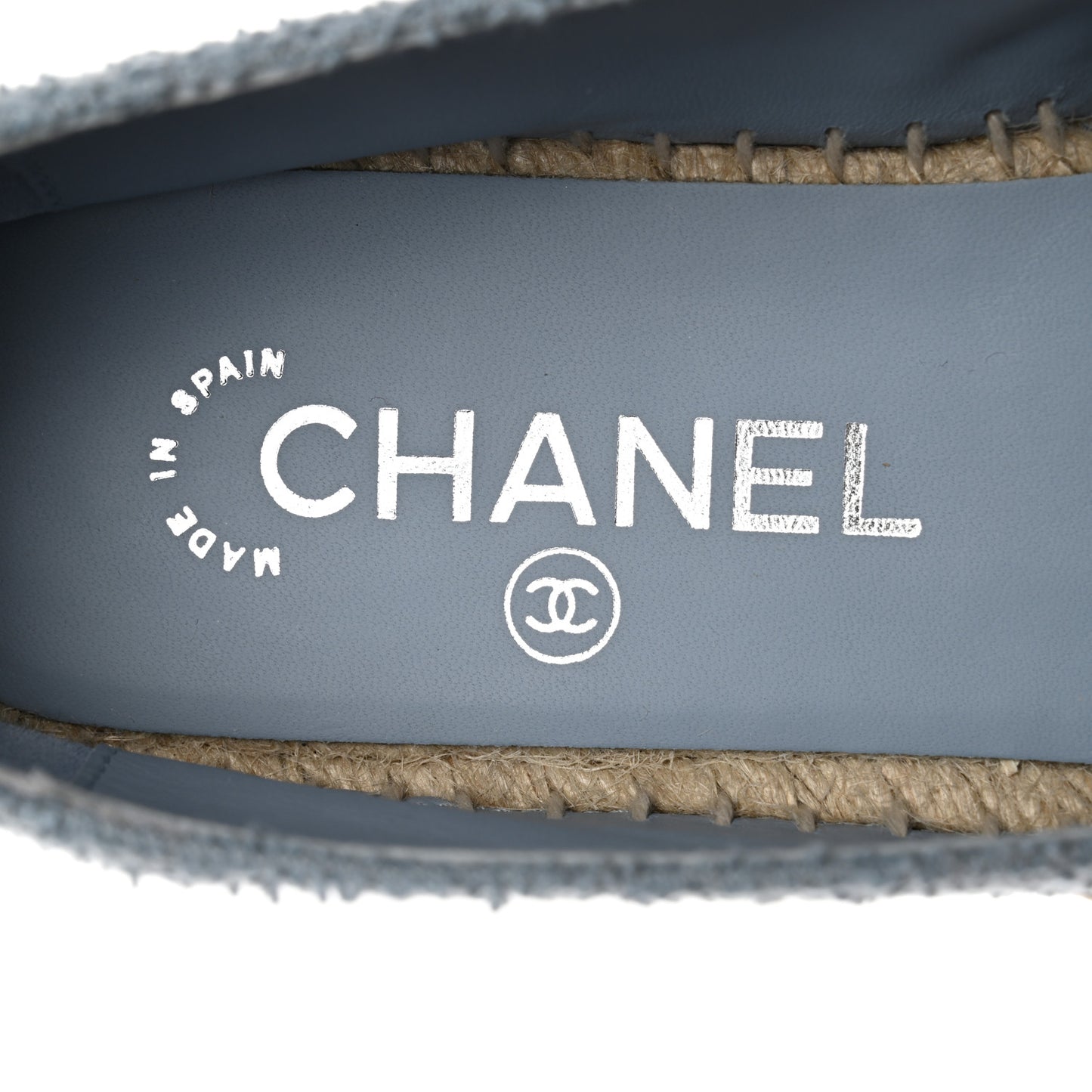 Fabric Grosgrain CC Espadrilles 37 Blue Light Gray Black