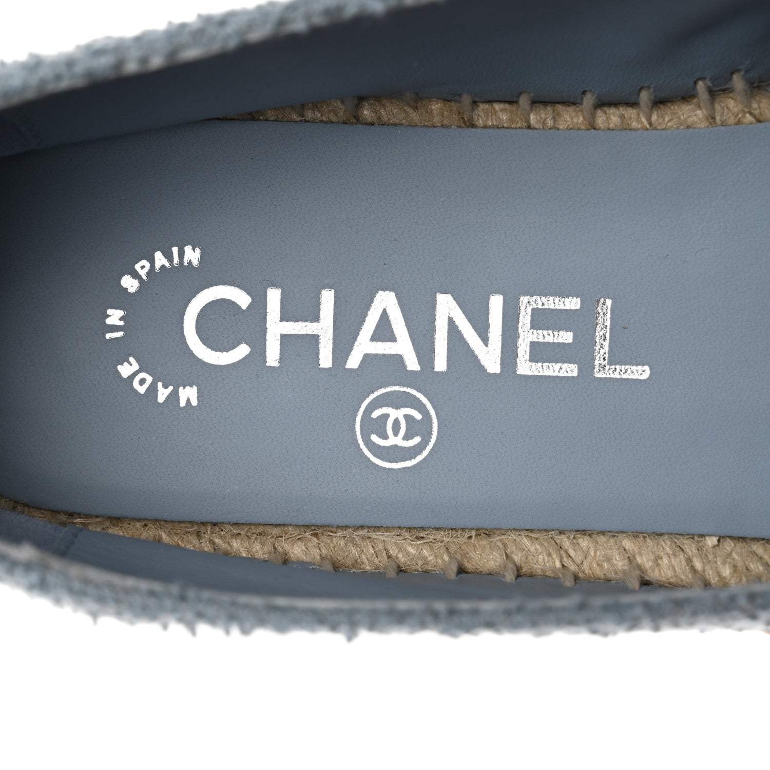 Chanel Fabric Grosgrain CC Espadrilles 37 Blue Light Gray Black 9 of 10