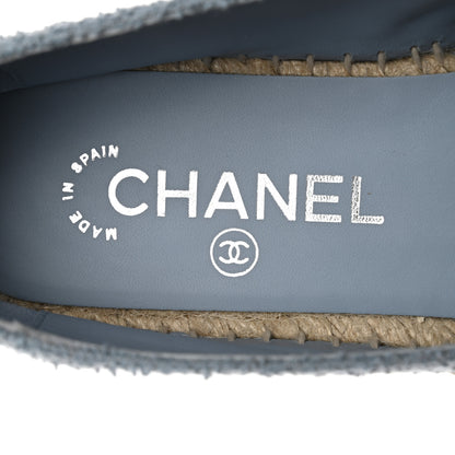 Chanel Fabric Grosgrain CC Espadrilles 37 Blue Light Gray Black 9 of 10