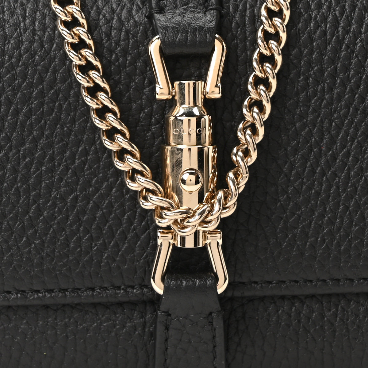 Gucci Pebbled Calfskin Jackie 1961 Chain Wallet Black 7 of 10