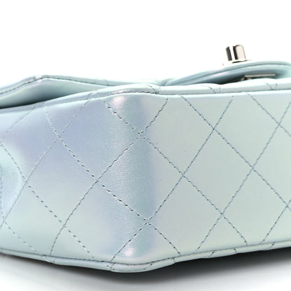 Chanel Iridescent Calfskin Quilted Mini Rectangular Flap Light Blue 8 of 9