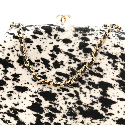 Chanel Lambskin Pony Hair Printed Clutch With Chain Black White 8 of 11