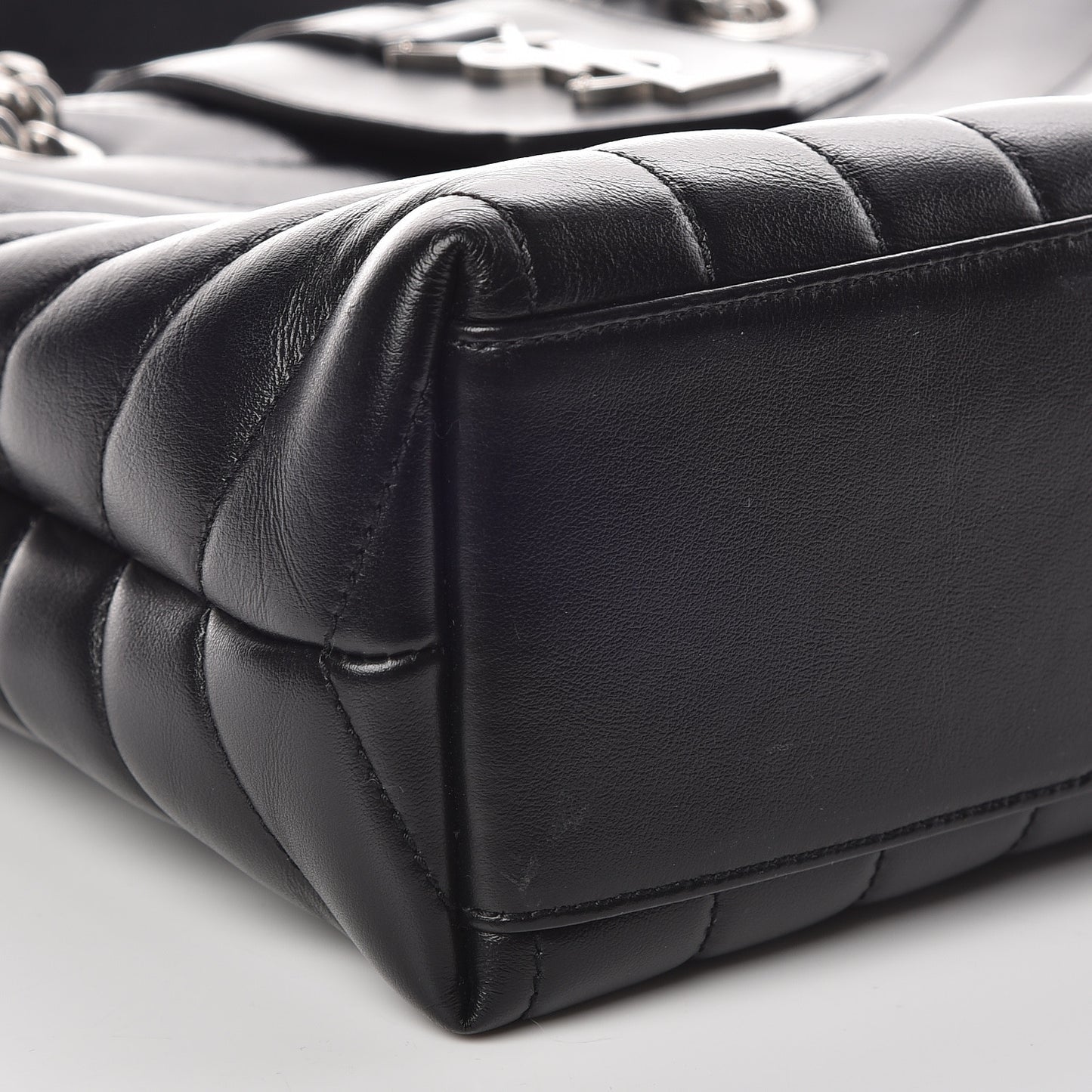 Calfskin Y Quilted Monogram Small Loulou Shopper Black