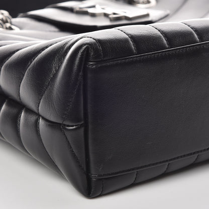 Saint Laurent Calfskin Y Quilted Monogram Small Loulou Shopper Black 10 of 11