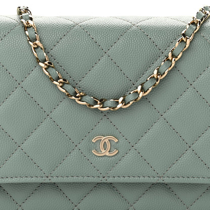 Chanel Caviar Quilted Wallet On Chain WOC Dark Green 9 of 12