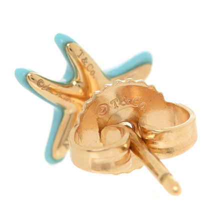 Tiffany 18K Yellow Gold Turquoise Elsa Peretti Starfish Earrings 4 of 5