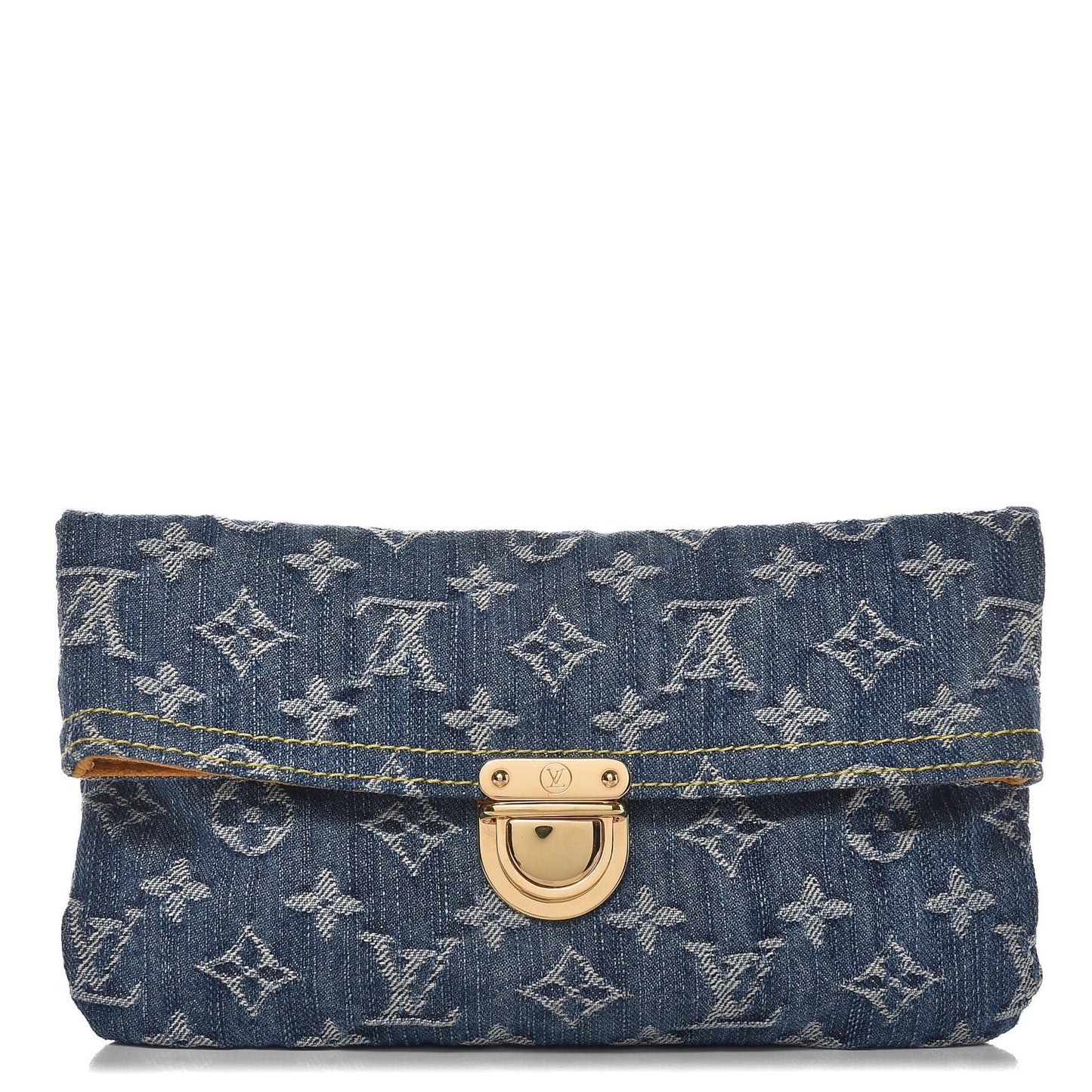 Monogram Denim Pochette Plat Clutch Blue