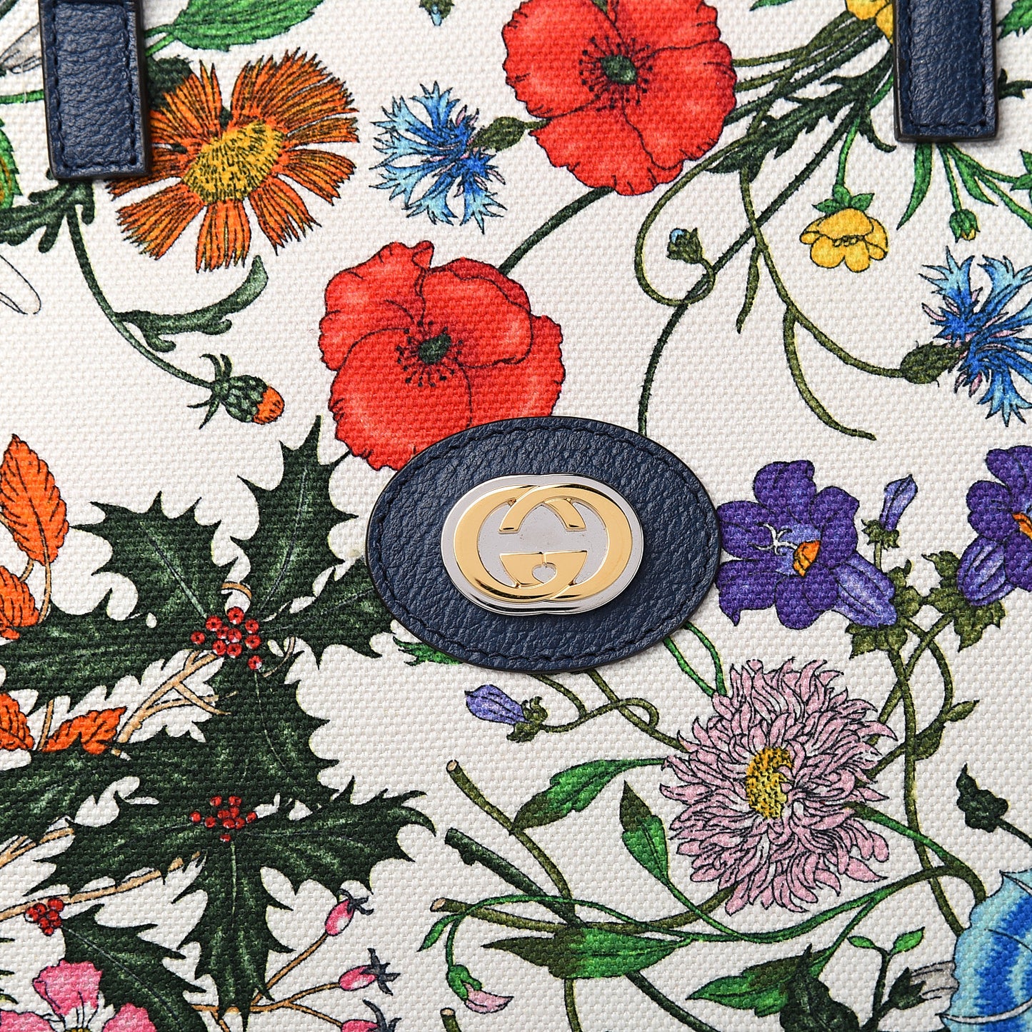 Canvas Large Flora Tote Navy Multicolor