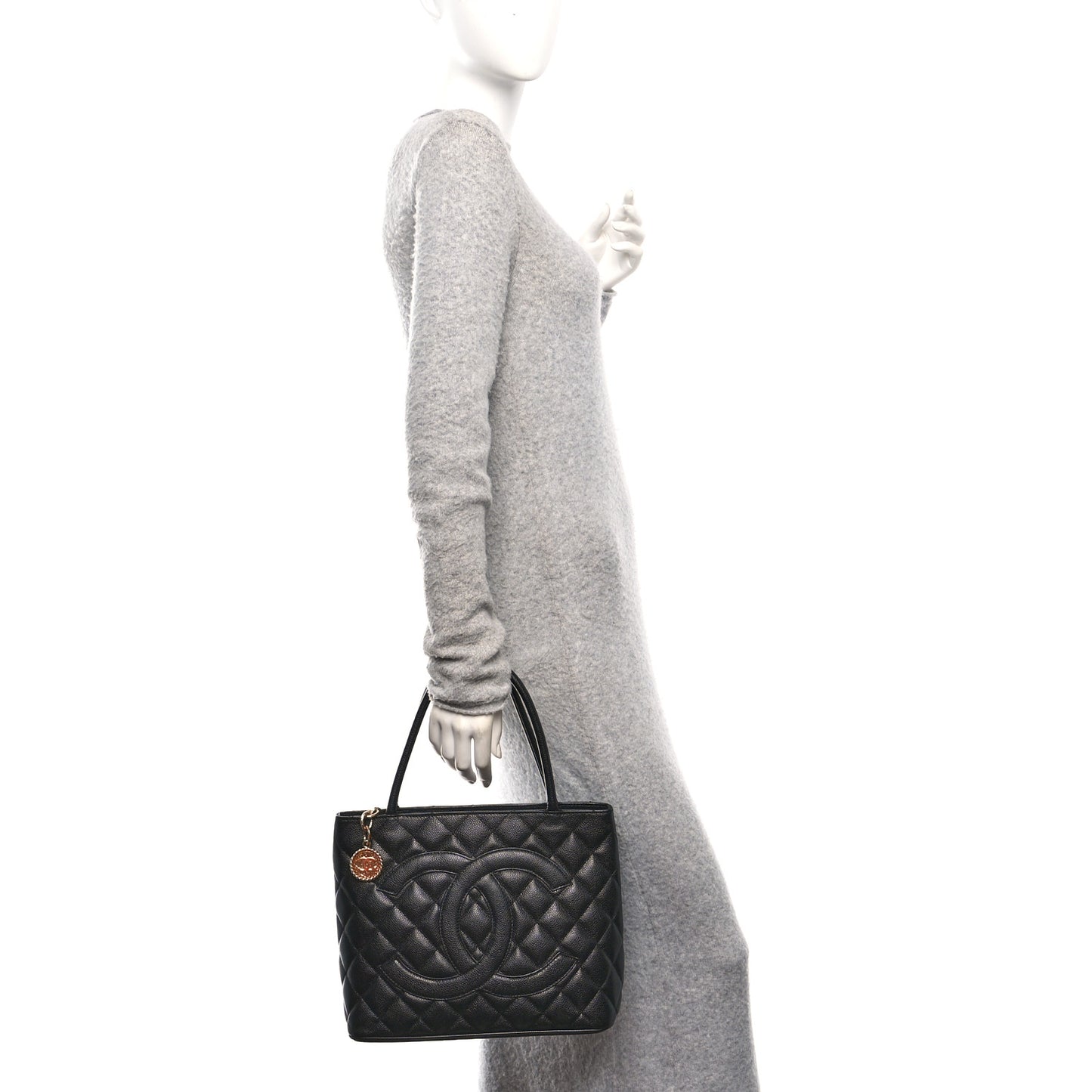 Caviar Quilted Medallion Tote Black