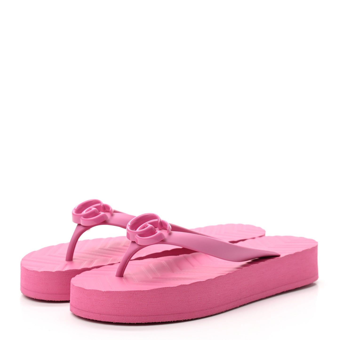 Rubber Chevron Womens GG Thong Sandals 37 Pink Tropical Flower