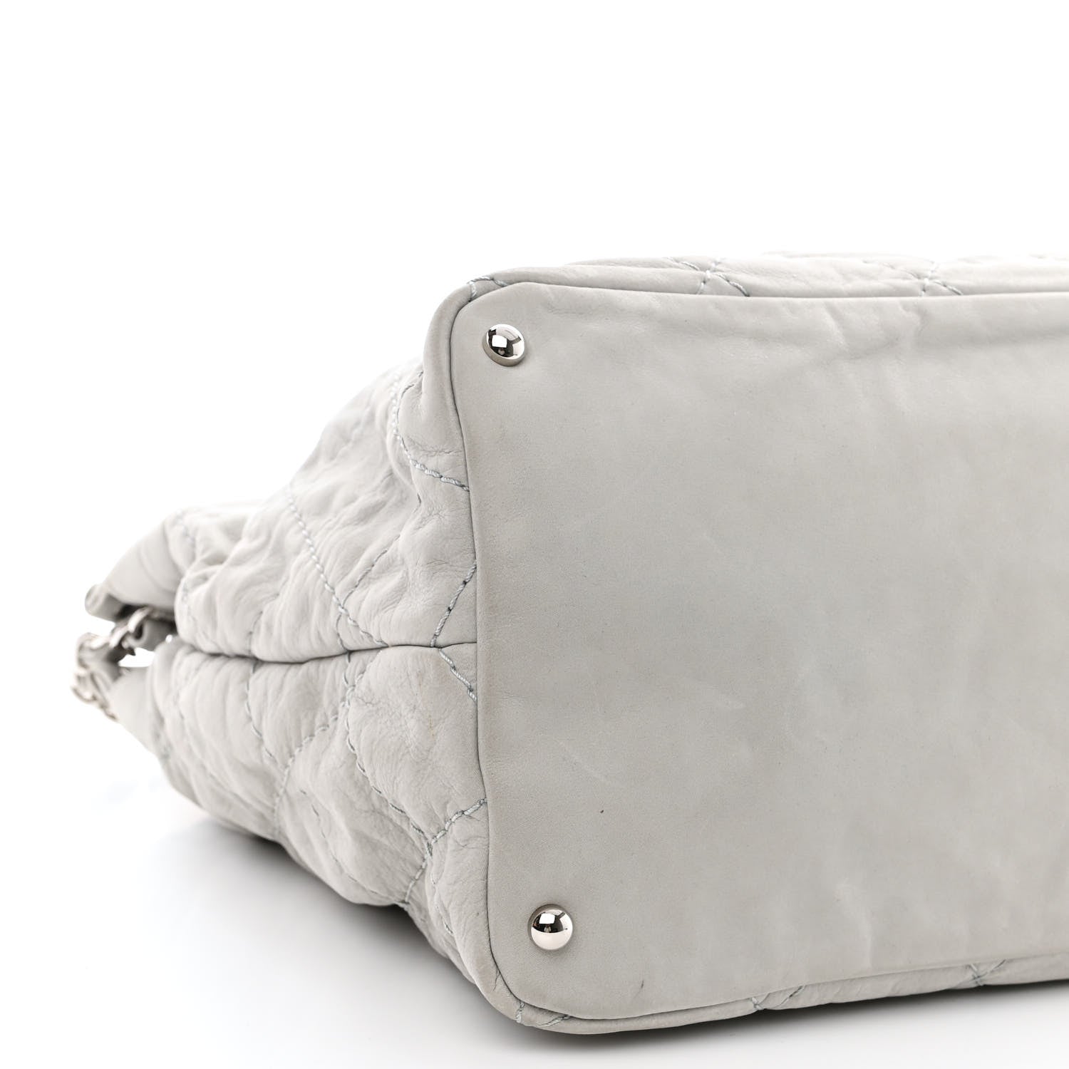 Chanel Iridescent Calfskin Diamond Stitched CC Shopping Tote Gris Clair 10 of 11