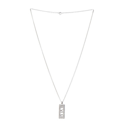 Tiffany 18K White Gold Diamond Atlas Bar Pendant Necklace 3 of 9