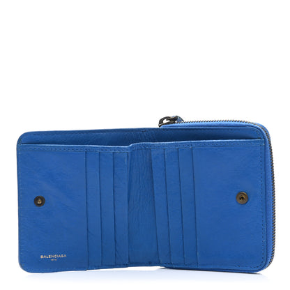 Balenciaga Agneau Classic Hardware Bill Fold Zip Wallet Bleu Lazuli 5 of 15