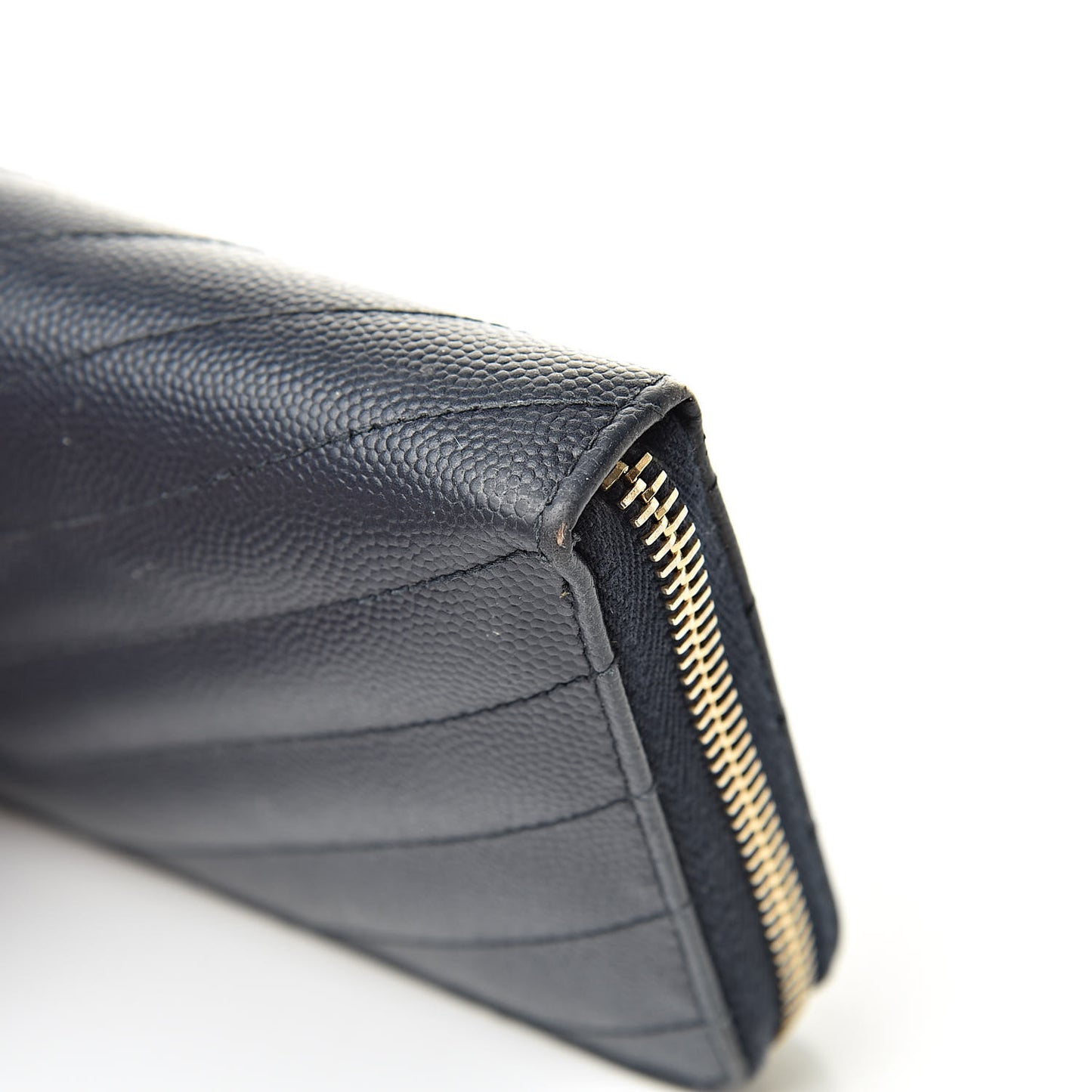 Grain De Poudre Matelasse Chevron Monogram Zip Around Wallet Navy
