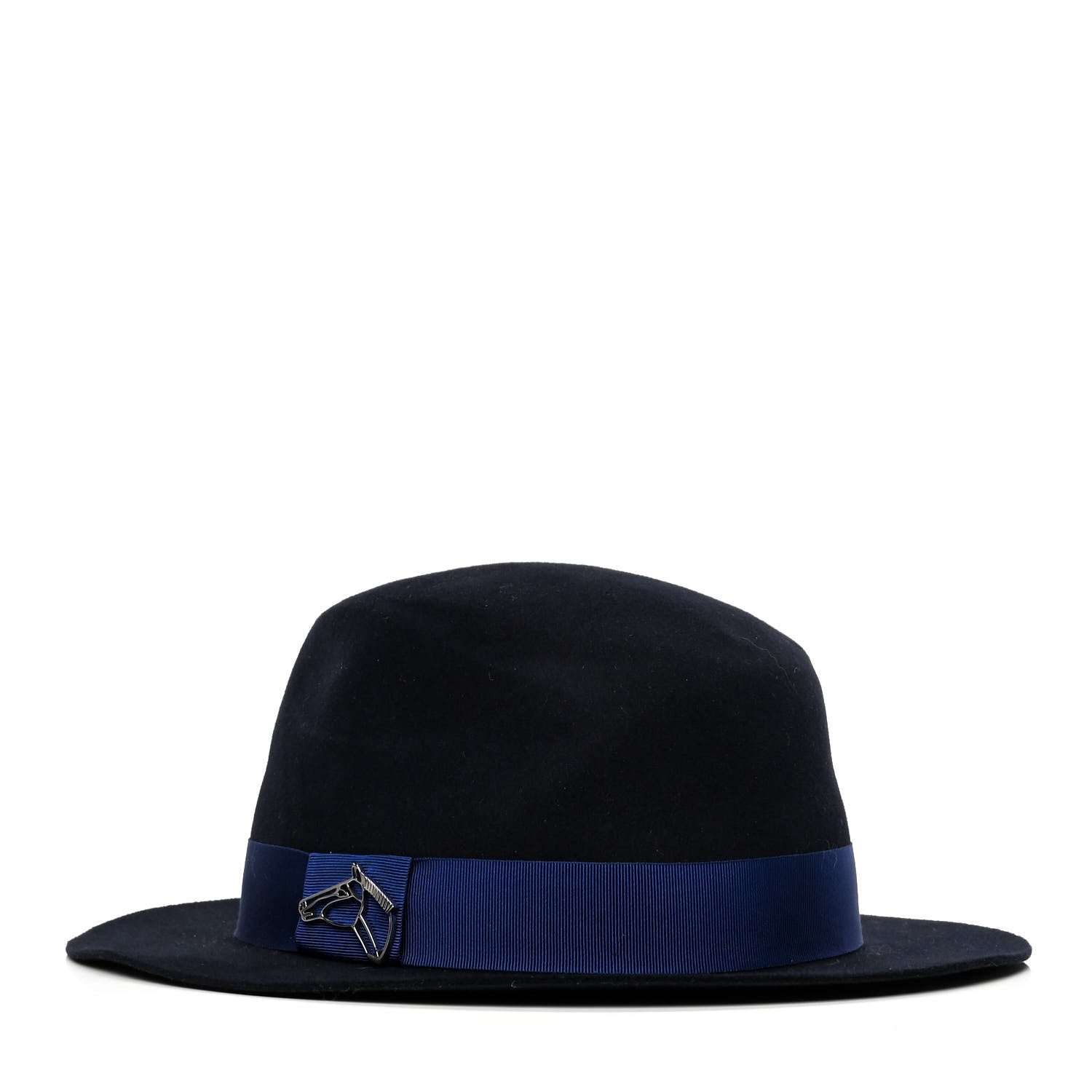 Hermes Rabbit Felt Silk Lucky Charms Hat 58 Marine 3 of 4