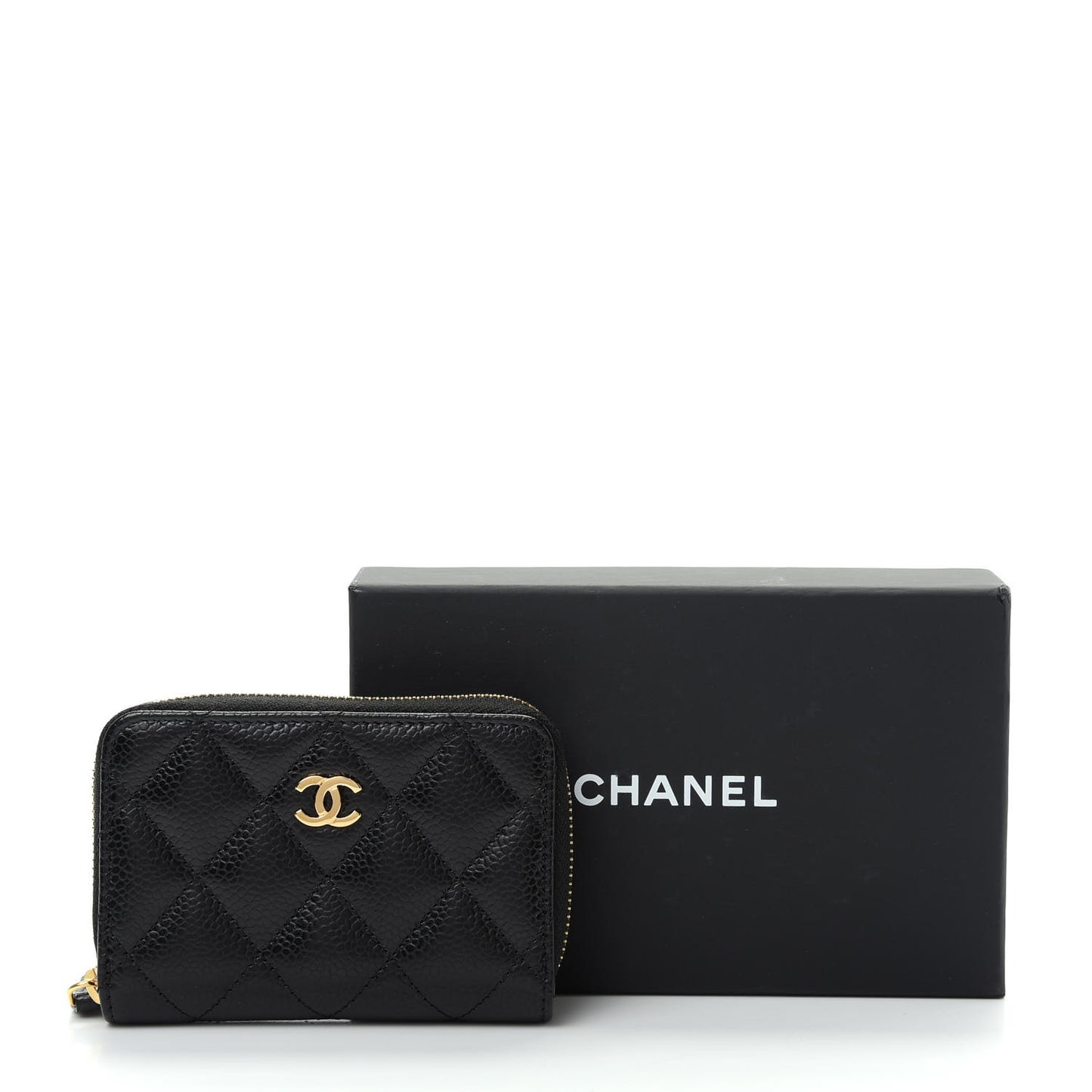 Caviar Quilted Zip Coin Purse Black