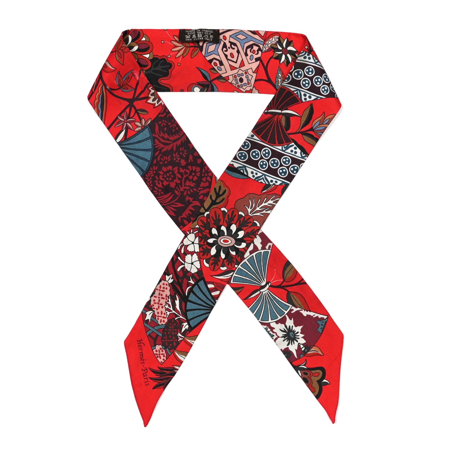 Silk Fleurs et Papillons de Tissus Twilly Rouge Bordeaux Bleu