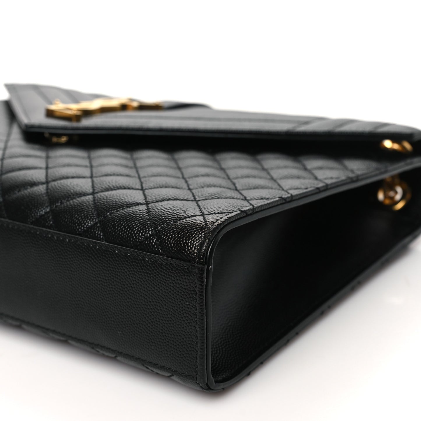 Grain De Poudre Textured Mixed Matelasse Large Triquilt Monogram Satchel Black