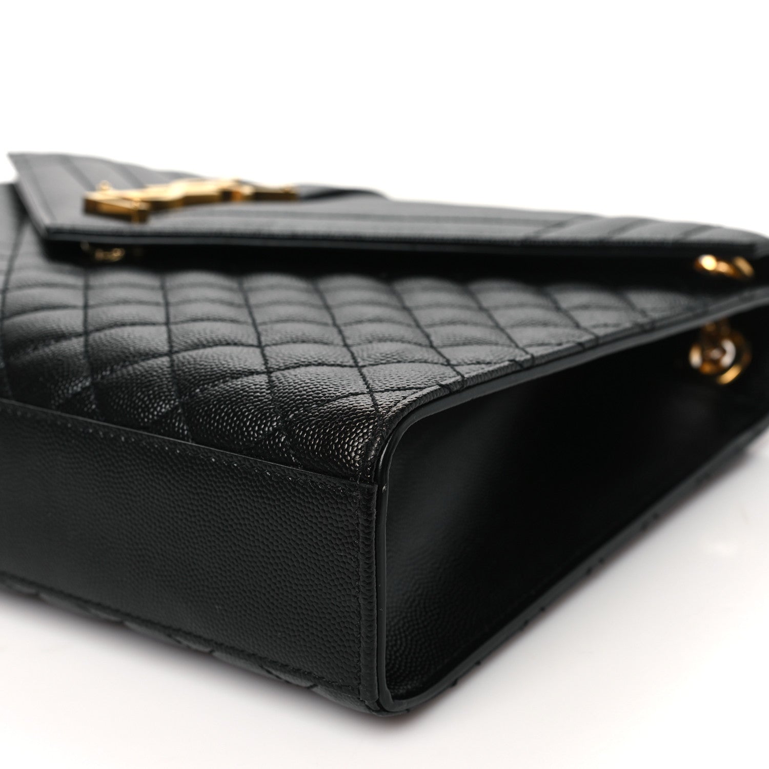 Saint Laurent Grain De Poudre Textured Mixed Matelasse Large Triquilt Monogram Satchel Black 10 of 10