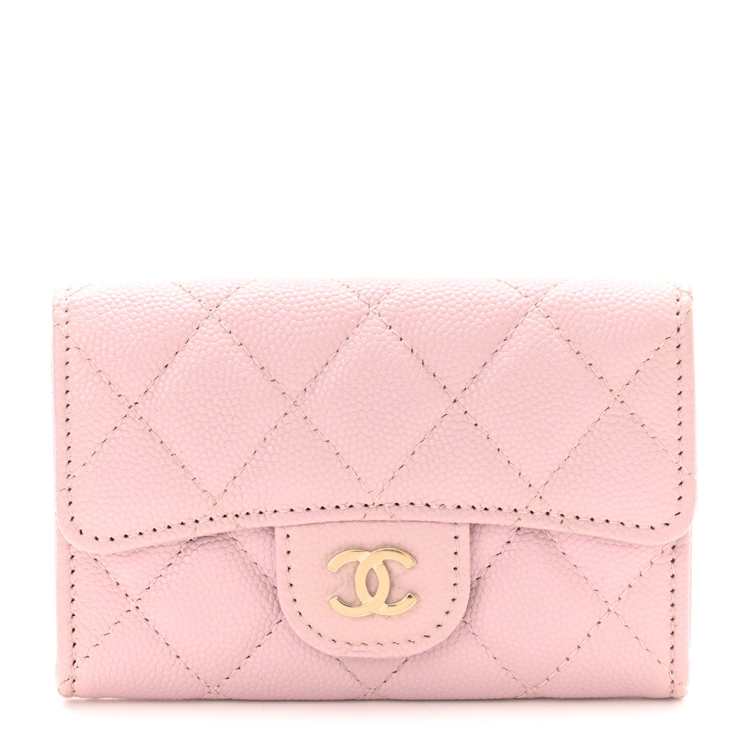 Chanel Caviar Quilted Flap Card Holder Wallet Light Pink 1 of 9