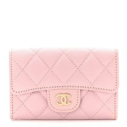 Chanel Caviar Quilted Flap Card Holder Wallet Light Pink 1 of 9