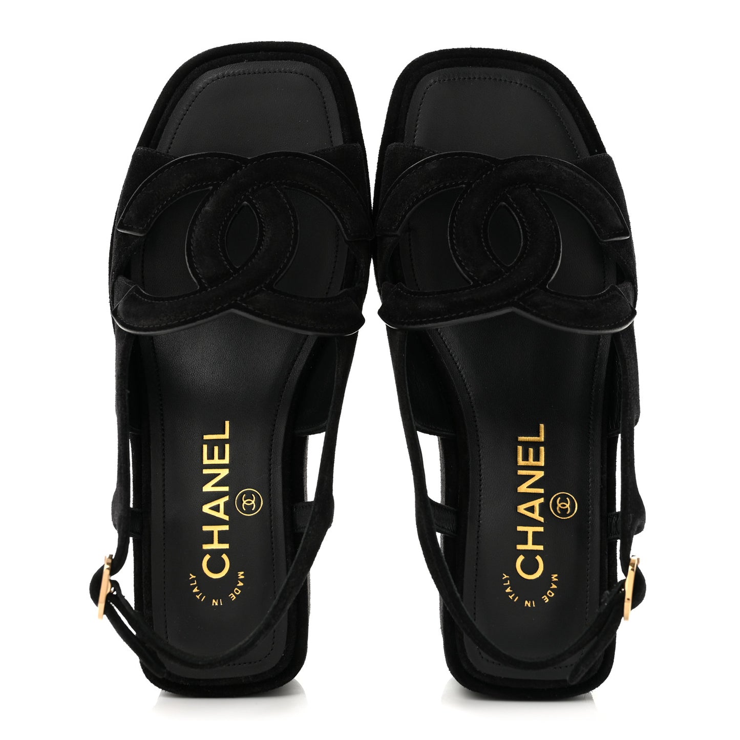 Suede Calfskin Platform CC Sandals 35 Black
