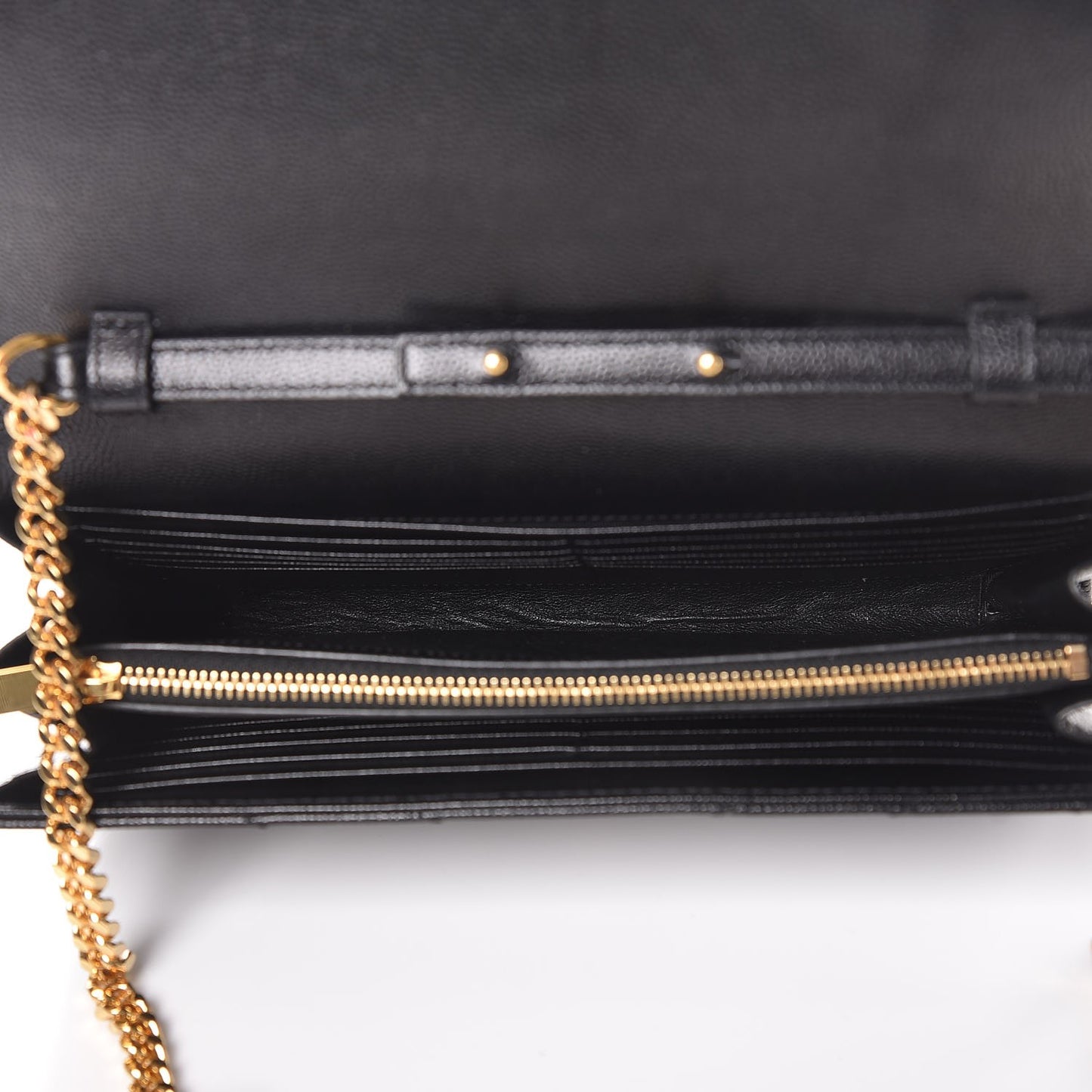 Grain De Poudre Matelasse Chevron Monogram Chain Wallet Black
