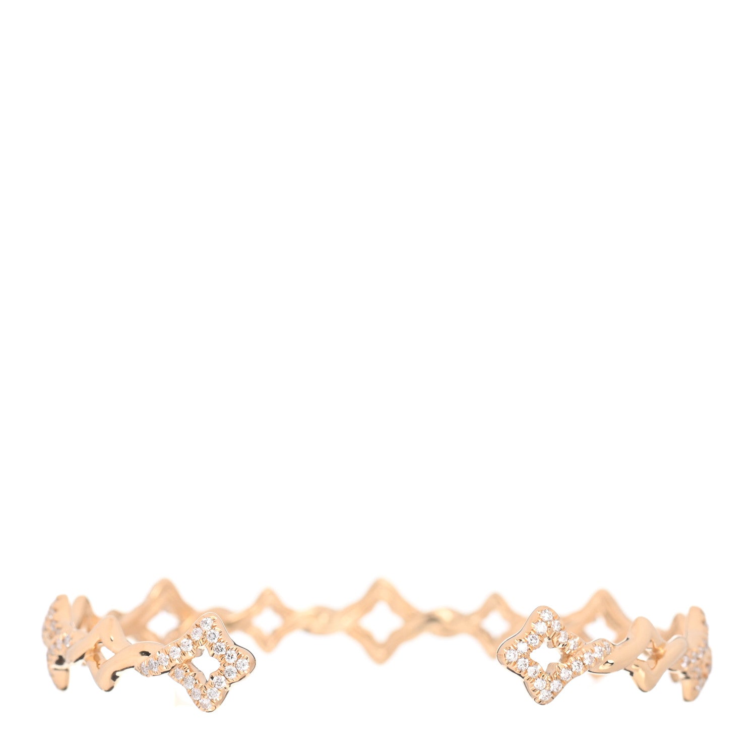 David Yurman 18K Yellow Gold Pave Diamond Venetian Quatrefoil Single Row Cuff Bracelet 3 of 4