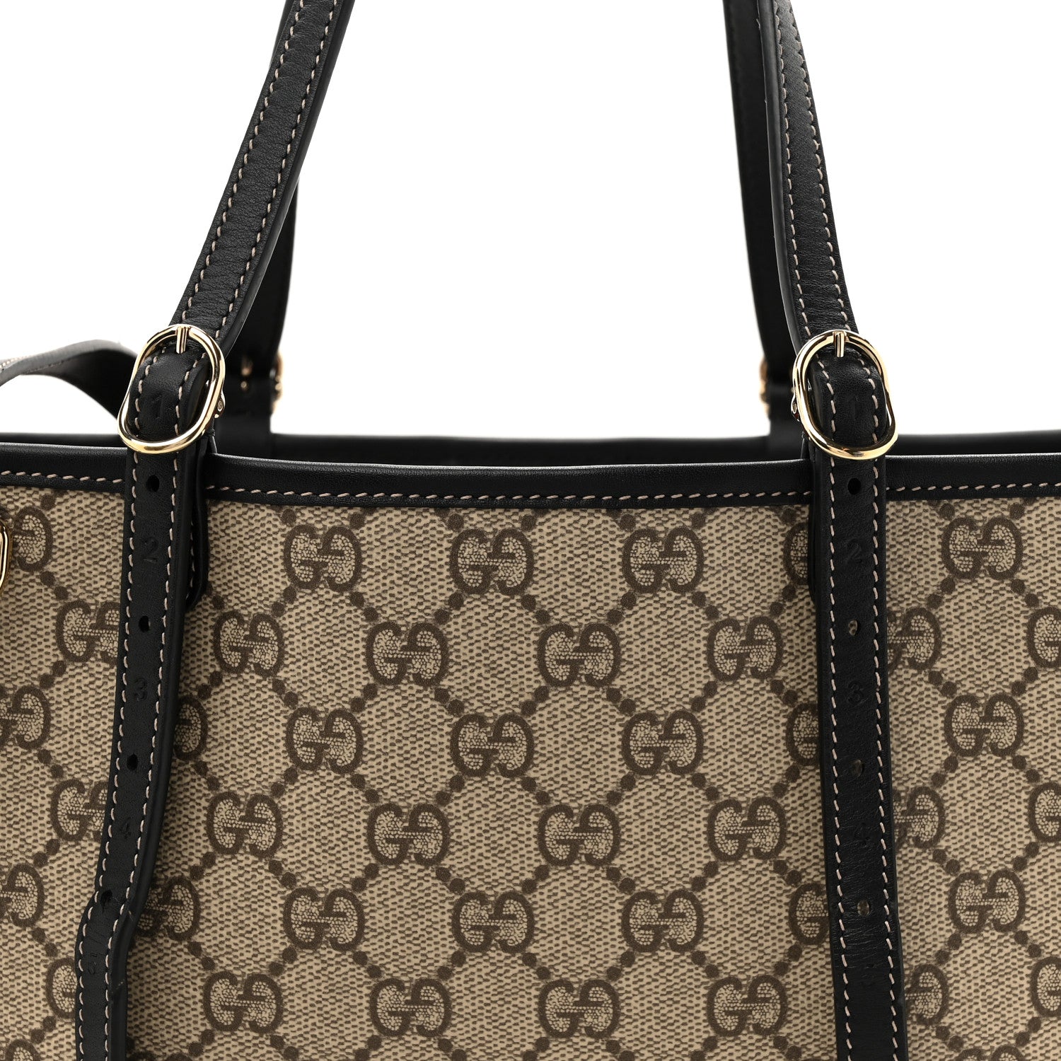Gucci GG Supreme Monogram Emblem Small Tote Bag Beige Black 8 of 11