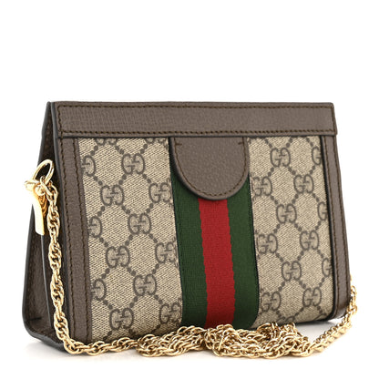 Gucci GG Supreme Monogram Textured Dollar Calfskin Web Mini Ophidia Chain Shoulder Bag Beige Ebony New Acero Beige Ebony New Acero 3 of 12