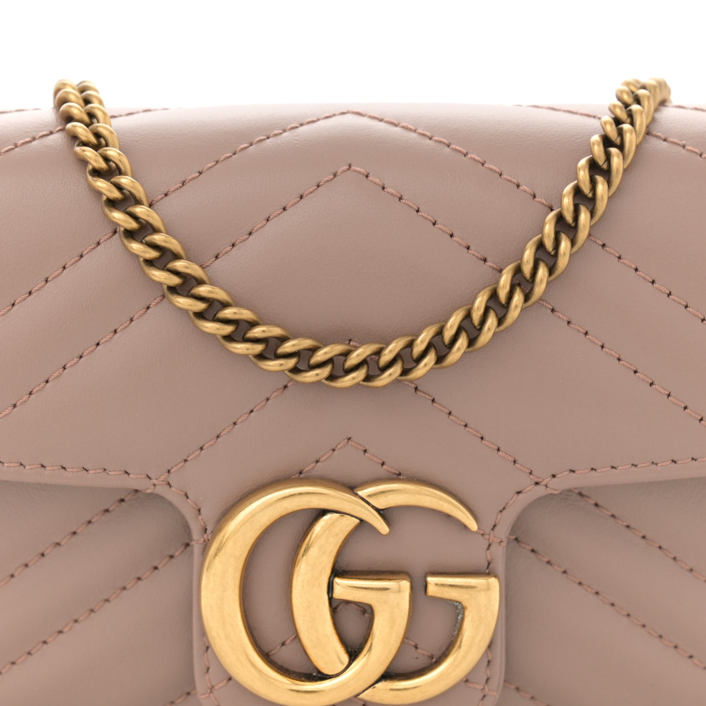Calfskin Matelasse Super Mini GG Marmont Shoulder Bag Porcelain Rose