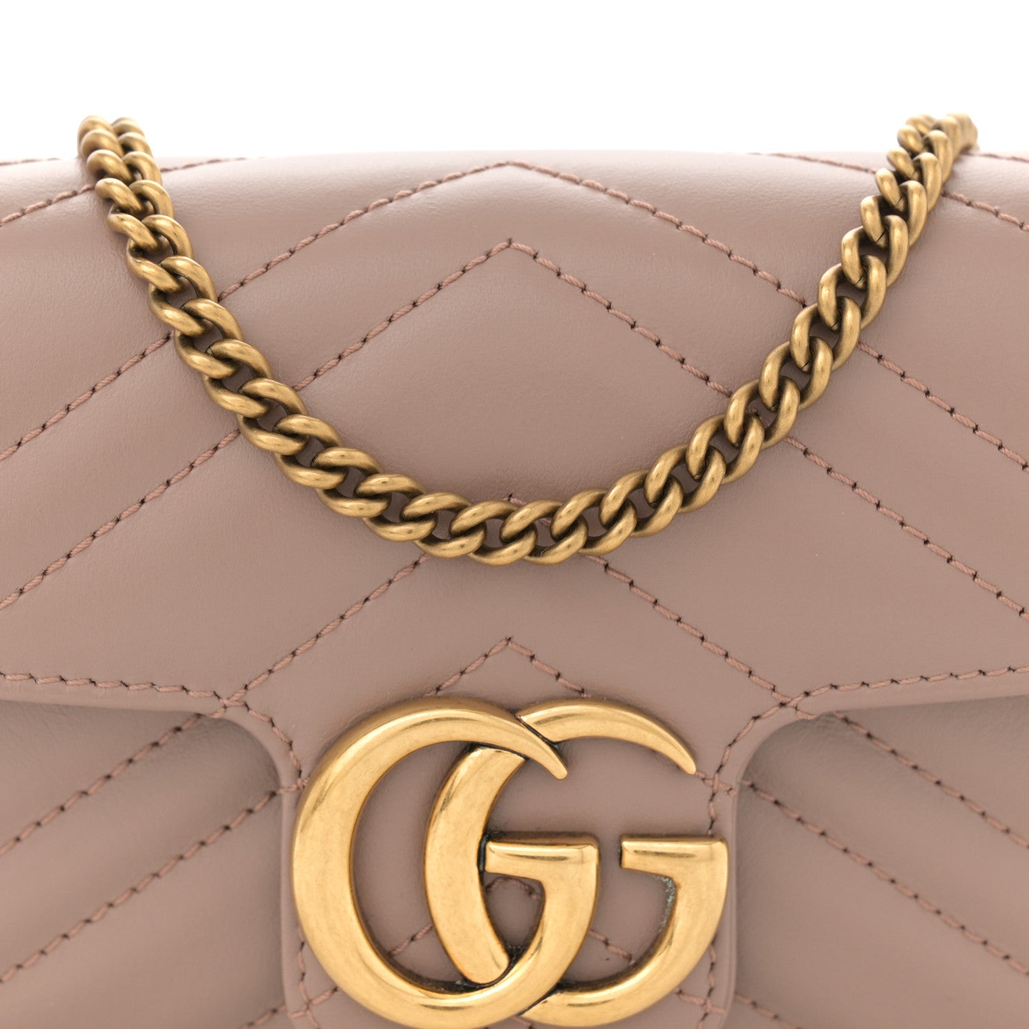 Gucci Calfskin Matelasse Super Mini GG Marmont Shoulder Bag Porcelain Rose 8 of 11