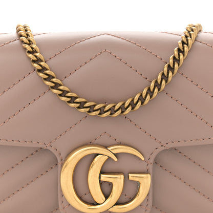 Gucci Calfskin Matelasse Super Mini GG Marmont Shoulder Bag Porcelain Rose 8 of 11
