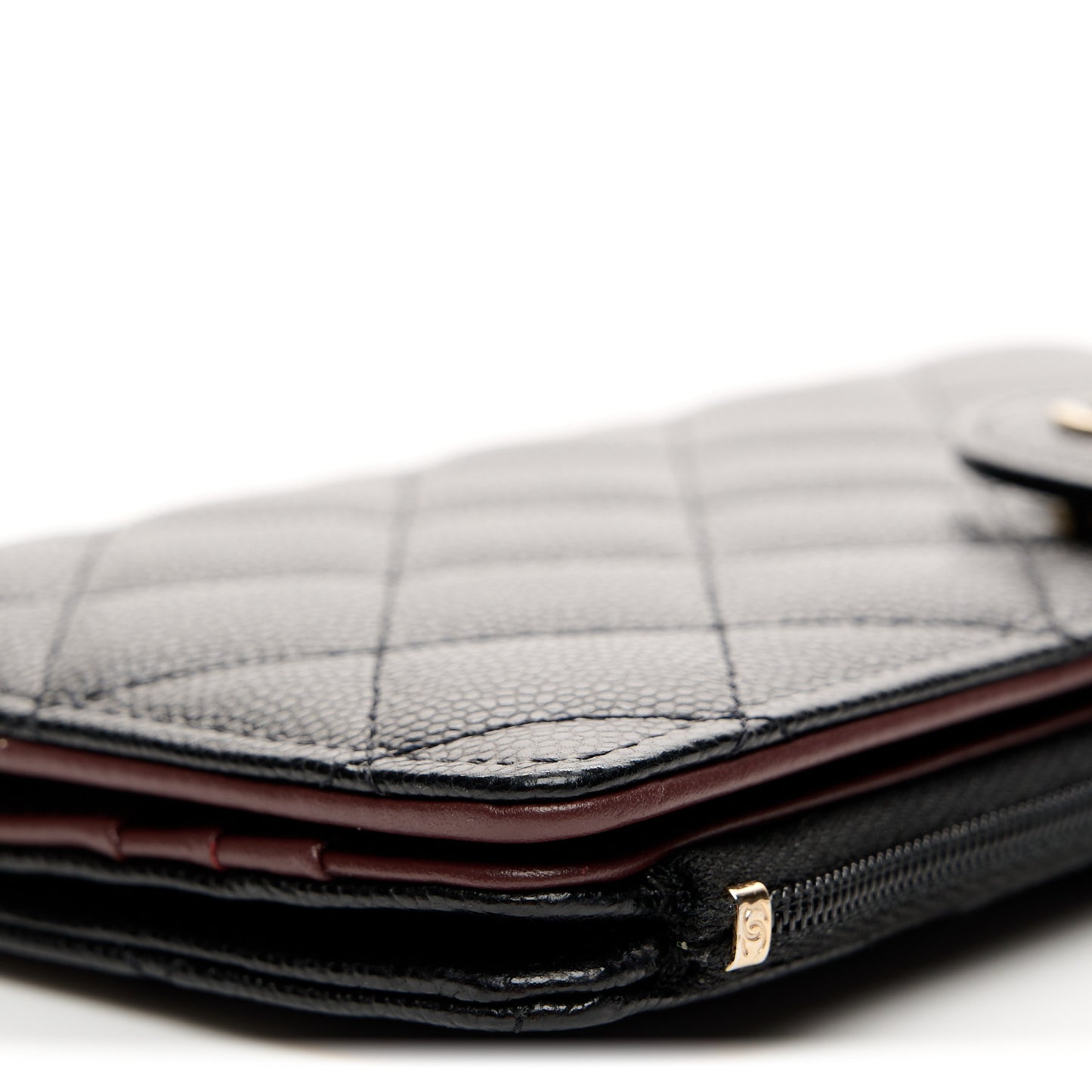 Caviar Quilted Long Zipped Wallet Black