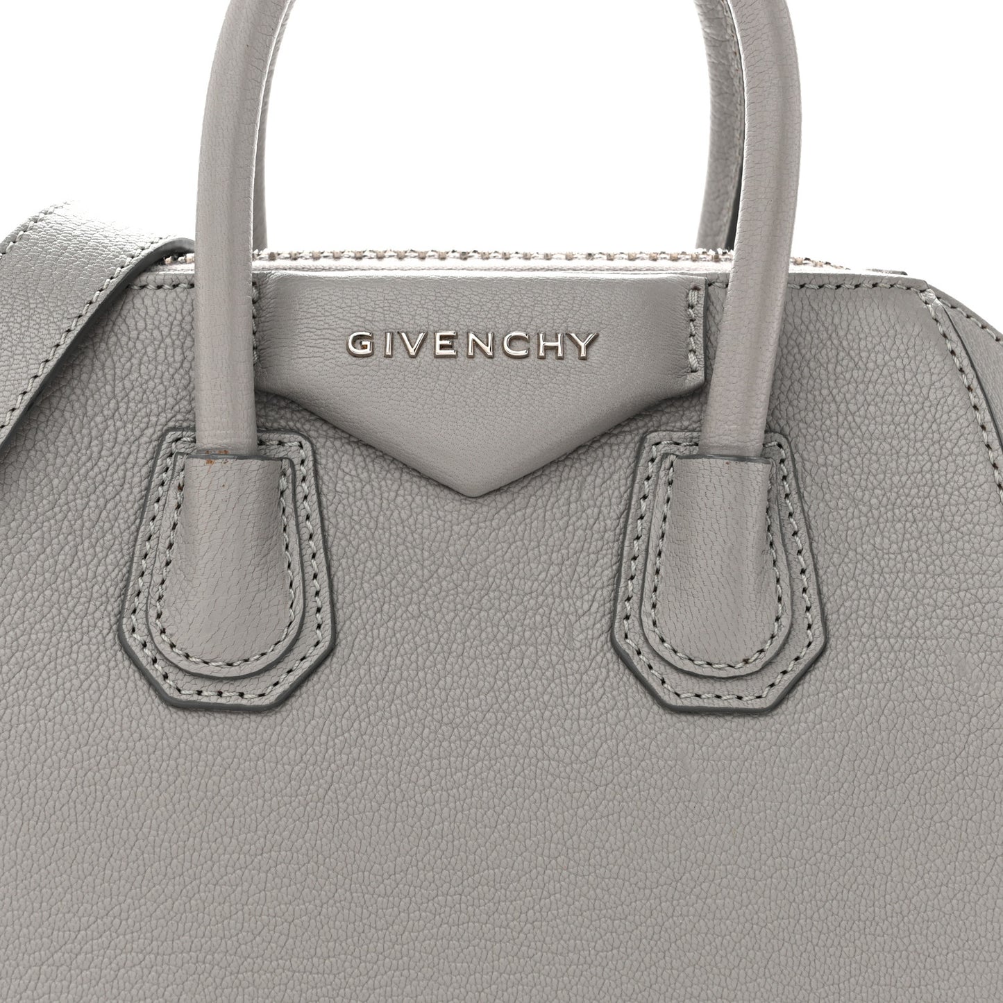 Sugar Goatskin Mini Antigona Pearl Grey
