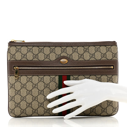 Gucci GG Supreme Monogram Large Ophidia Pouch Clutch Brown 2 of 7