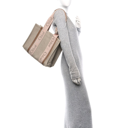 Chloe Linen Calfskin Medium Woody Ribbon Tote Blushy Beige 2 of 9