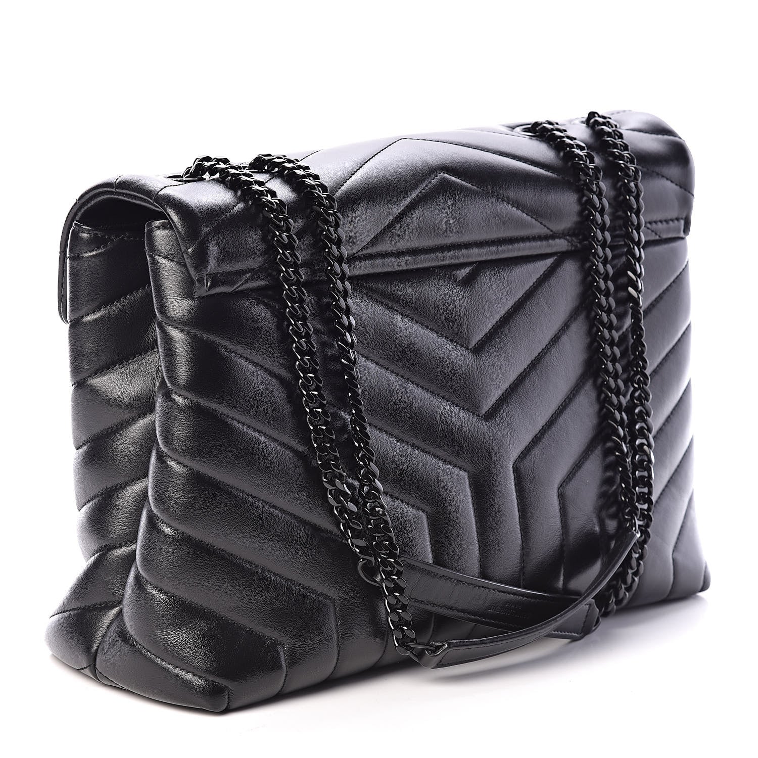 Saint Laurent Calfskin Y Quilted Monogram Medium Loulou Chain Satchel Black 3 of 10