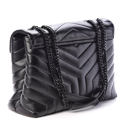 Saint Laurent Calfskin Y Quilted Monogram Medium Loulou Chain Satchel Black 3 of 10