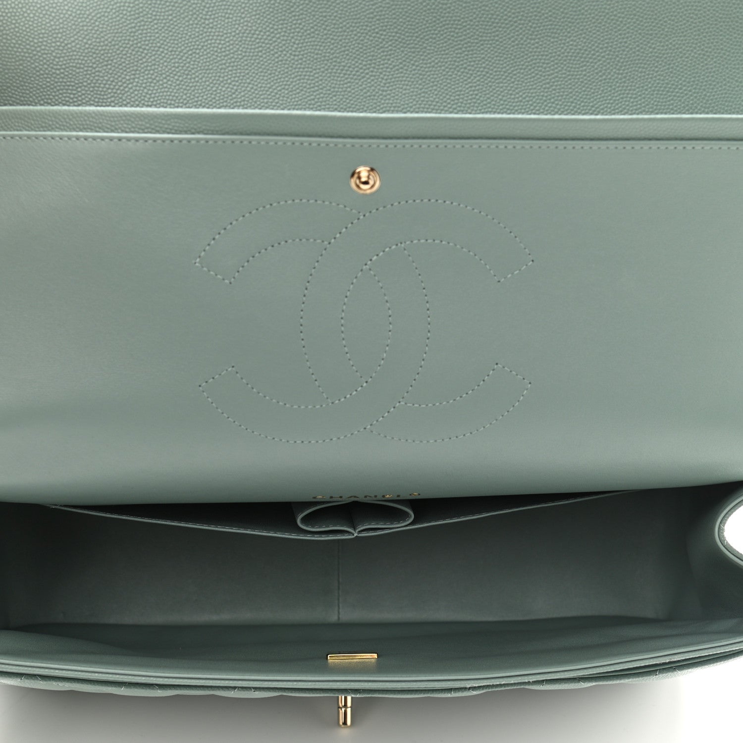 Chanel Caviar Quilted Maxi Double Flap Dark Green 4 of 9