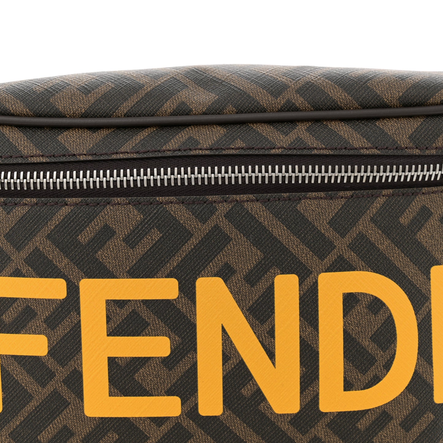 Shiny Glazed Fabric Vitello Cover FF 1974 Logo Belt Bag Tobacco Moro Giallo Ebano