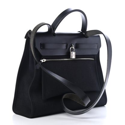 Hermes Military Toile Vache Hunter Herbag Zip PM 31 Black 4 of 14