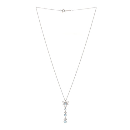 Tiffany Platinum Diamond Aquamarine Drop Pendant Necklace 3 of 5