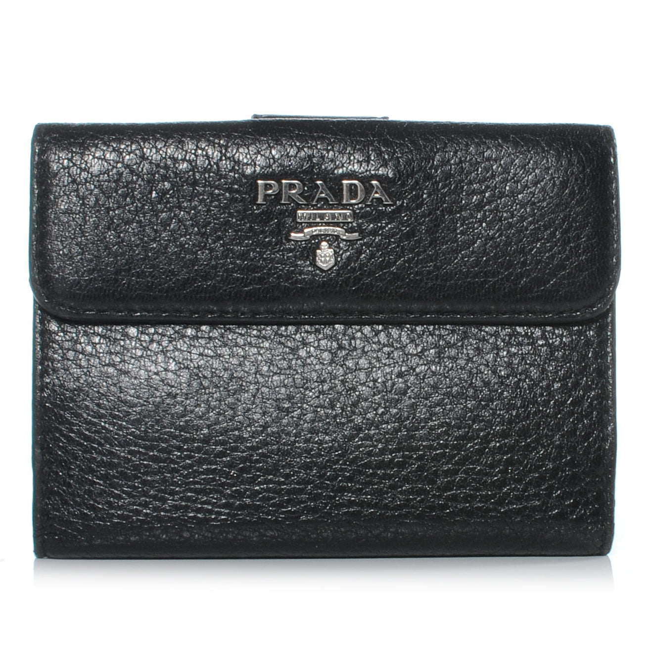 Prada Vitello Daino Compact Wallet Nero Black 1 of 6