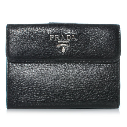 Prada Vitello Daino Compact Wallet Nero Black 1 of 6