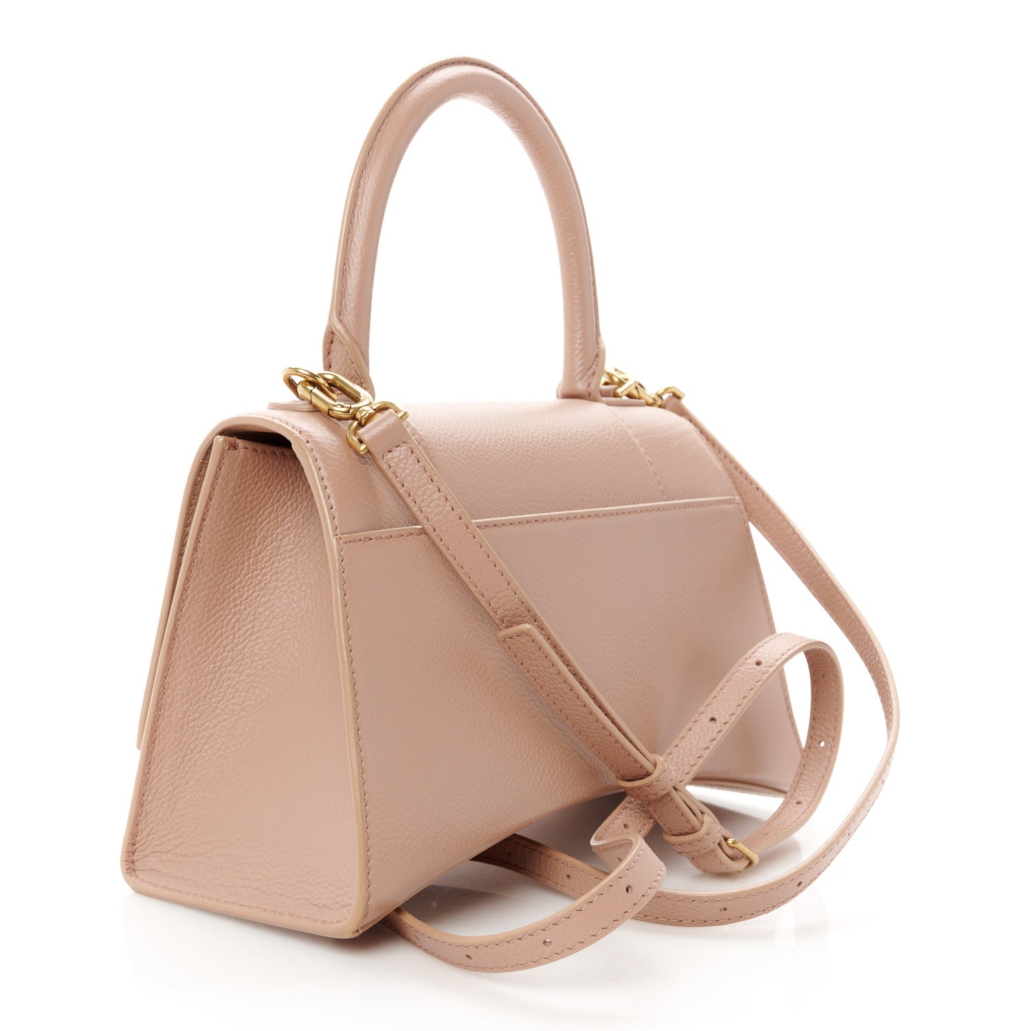 Balenciaga Grained Calfskin Small Hourglass Top Handle Bag Nude Beige 3 of 11