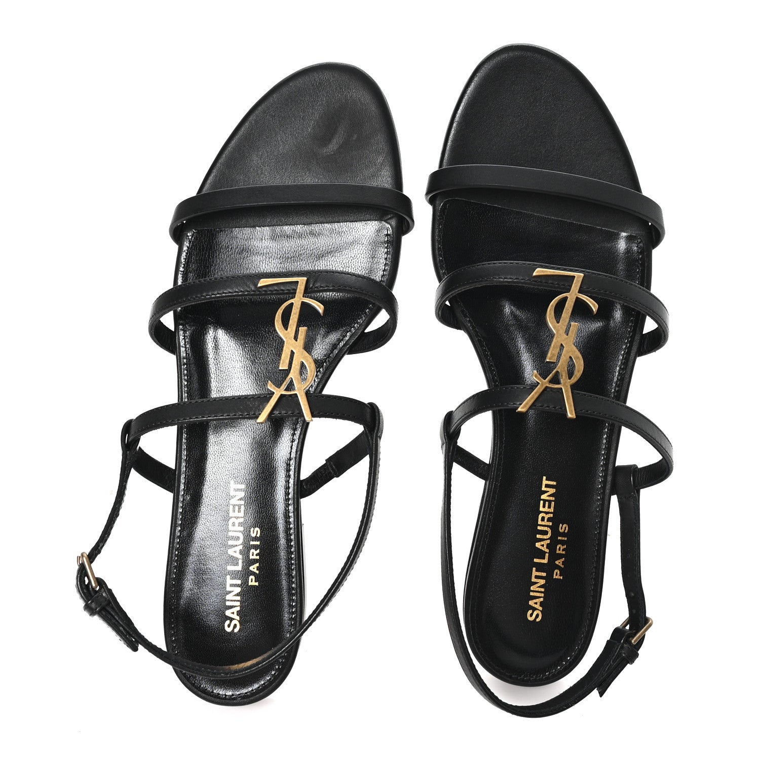 Saint Laurent Calfskin Cassandra Monogram Sandals 37 Black 2 of 10