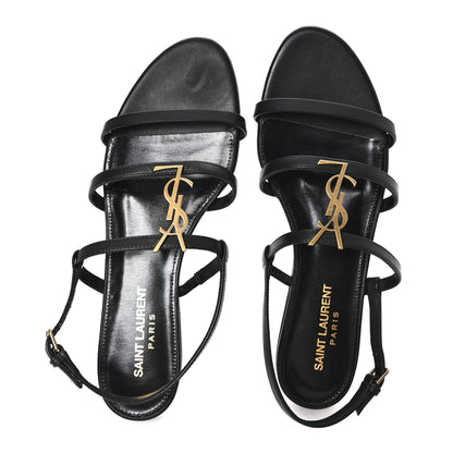 Saint Laurent Calfskin Cassandra Monogram Sandals 37 Black 2 of 10